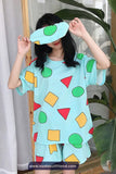 Short Sleeve Sin Chan Cartoon Pajamas Set