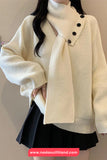 Loose Removable Scarf Knitted Sweater