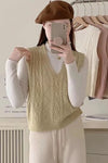 V-Neck Solid Knitted Vest Sweater