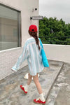 Long Sleeve Bear Pocket Embroidery Striped Blouse Shirts