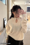 Long Sleeve Sexy Hollow Out Knitted Hooded Sweater