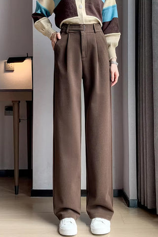 High Waist Woolen Thickening Office Long Pants