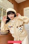 Cute Puppy Cartoon Embroidered Knitted Cardigan Sweater