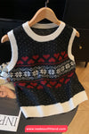 Sleeveless Vintage Heart Pattern Vest Sweater
