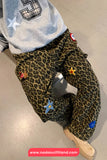 Loose Cute Embroidered Hip Hop Leopard Pattern Cargo Pants