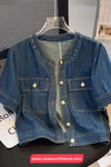 Short Sleeve Retro Denim Cropped Shirt