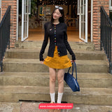 Long Sleeve Cute Dog Embroidered Colorful Buttons Cardigan Sweater