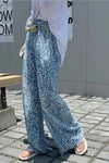 High Waist Casual Flower Pattern Pleated Pants