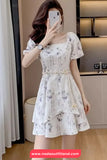 Short Sleeve Chinese Pattern A-Line Dress