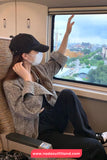 Long Sleeve Retro Grey Plaid Casual Button Jacket