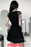 Short Sleeve Lace Bandage Gothic Cropped Shirt
