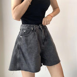 A-Line Washed Style Denim Shorts Pants