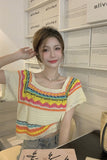 Cute Stripe Colors Knitted Slim Shirt