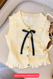 Sleeveless Heart Button Knitted Doll Collar Shirt