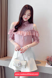 Short Sleeve Off Shoulder Sexy Office Blouse Shirt