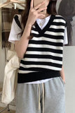 Sleeveless Retro Striped Vest Sweater