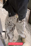 Leopard Printed Casual Beige Jeans Pants