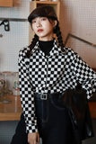 Checkered Casual Blouse Shirt – Cozy Vintage Everyday Essential