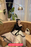 Cute Polka Dots Pattern Mesh Patchwork Long Skirts