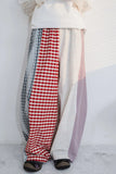 Plaid Patchwork Wide-Leg Pants – Oversized Streetwear Statement Piece