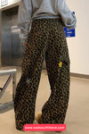 Loose Cute Embroidered Hip Hop Leopard Pattern Cargo Pants
