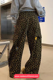 Loose Cute Embroidered Hip Hop Leopard Pattern Cargo Pants