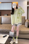 Flower Spliced O-Neck Retro Sweater
