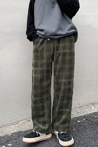 Loose Casual Plaid Corduroy Long Pants – Nada Outfit Land
