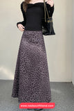High Waist Vintage Leopard Pattern Elegant Office Skirts