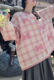 Long Sleeve Bow Plaid Knitted Cardigan Sweater
