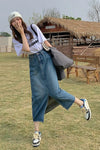 High Waist Front Slit A-Line Denim Skirts