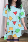 Short Sleeve Sin Chan Cartoon Pajamas Set