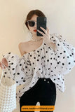 Loose Off Shoulder Polka Dot Pattern Blouse Shirt