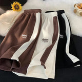 Letter Embroidered Side Striped Shorts Pants