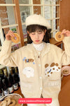 Cute Puppy Cartoon Embroidered Knitted Cardigan Sweater