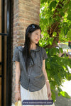 Short Sleeve Bow Lace Up Cute Plaid Shirt