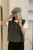 Loose O-Neck Button Knitted Vest SweaterLoose O-Neck Button Knitted Vest Sweater