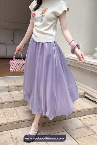 High Waist Ball Gown Elegant Long Satin Skirts