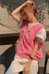 V-Neck Sweet Pink Vest Sleeveless Sweater