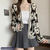 Long Sleeve Daisy Pattern Crochet Cardigan Shirt