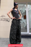 High Waist Camouflage Pattern Cargo Jeans Pants