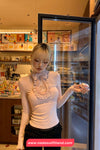 Long Sleeve Cute Bow Design Lace Shirt