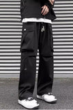 Loose Cargo Pockets Drawstring Casual Men Pants