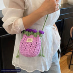 Cute Retro Flower Bouquet Crochet Sling Bag