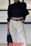 Long Sleeve Lace Back Bandage Blouse Shirts