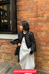 Long Sleeve Polka Dots Pattern Cropped Cardigan Sweater