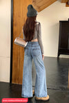 High Waist Casual Slightly Flared Jeans Pants