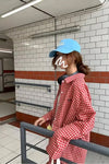 Long Sleeve Retro Red Plaid Blouse Shirt