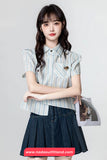 Short Sleeve Irregular Style Button Blouse Shirt