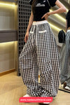 Loose Front Pockets Retro Plaid Sweatpants